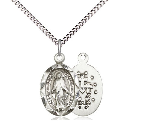 Miraculous Medal Oval Sterling Silver Medal with 18" chain