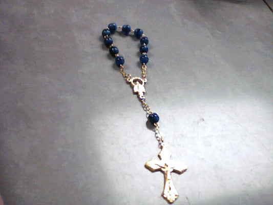 Rosary one decade with Lapis beads with gold plate crucifix and center