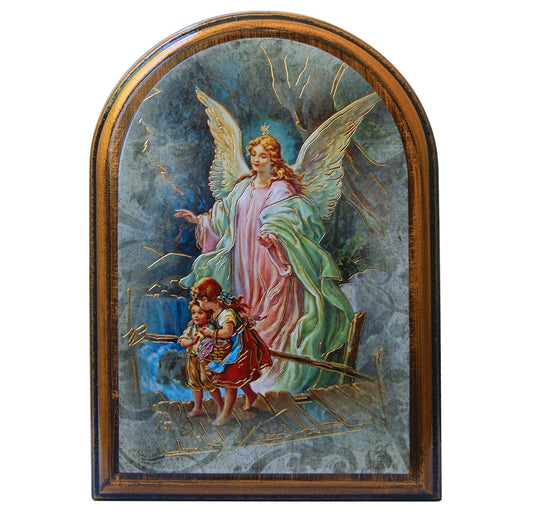 Guardian Angel Wooden 33/4X5 Arched Plaque Gift Boxed