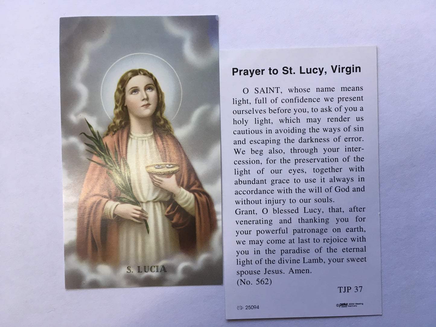 St. Lucy - Holy Card - TJP