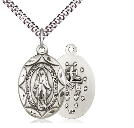 Miraculous Medal, Sterling Silver - 0801M