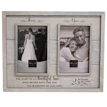 Then and Now 25th Wedding Anniversary Double Frame