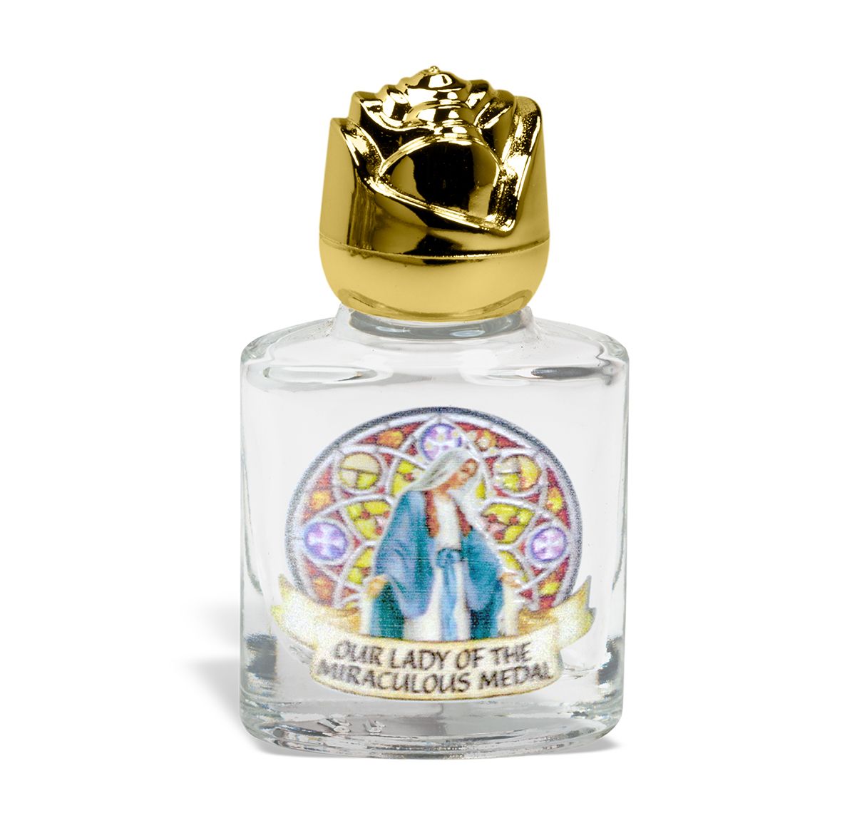 Our Lady of the Miraculous Medal Glass Holy Water Bottle