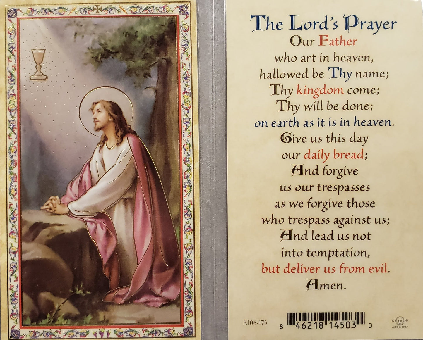 The Lord's Prayer - Laminated Holy Card