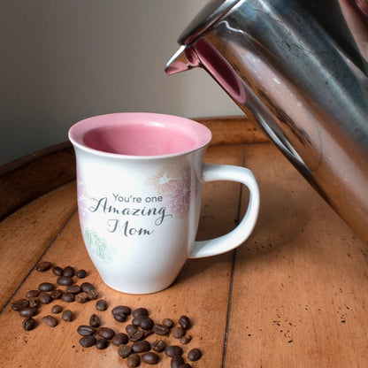 Amazing Mom, Floral Mug And Coaster Set