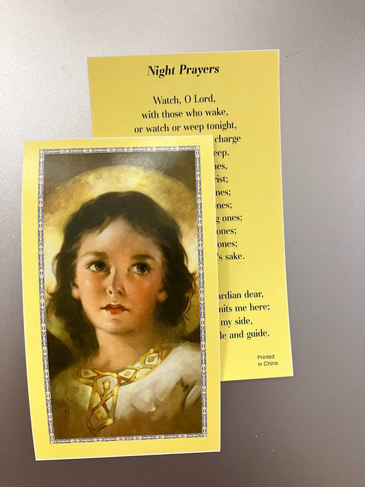 Night Prayers Holy Card