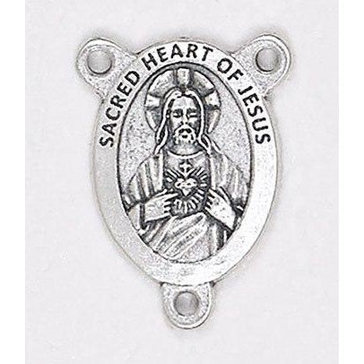 Sacred Heart of Jesus Silver-Tone Rosary Center