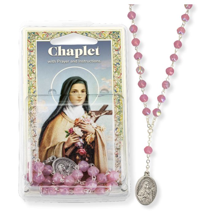 St. Therese Chaplet with Pink Glass Beads