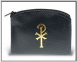 Black vinyl zippered rosary pouch