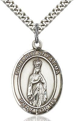 Our Lady of Fatima Sterling Silver Oval Medal