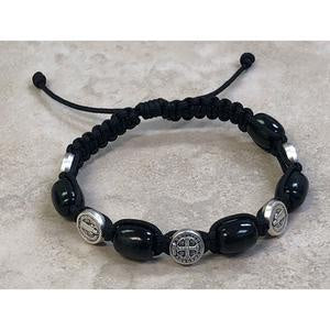 St. Benedict bracelet with black wood beads