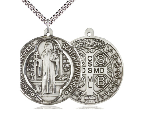 St. Benedict Jubilee Large Sterling Silver Medal - Premium 3D Detail