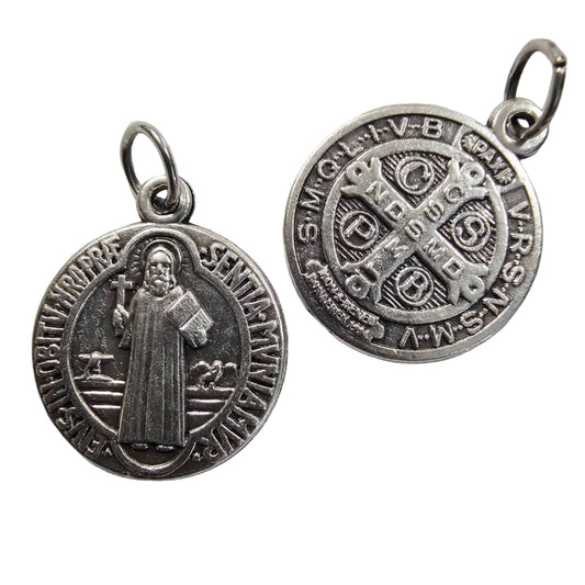 St. Benedict Round Oxidized Medal