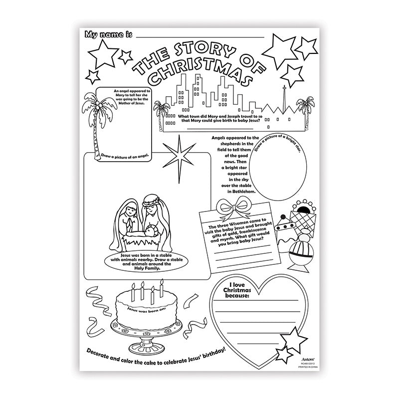 The Story of Christmas Coloring Poster