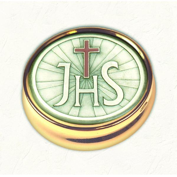 Two-tone JHS Pyx with NO LINER – St. Anthony's Catholic Gift Shop