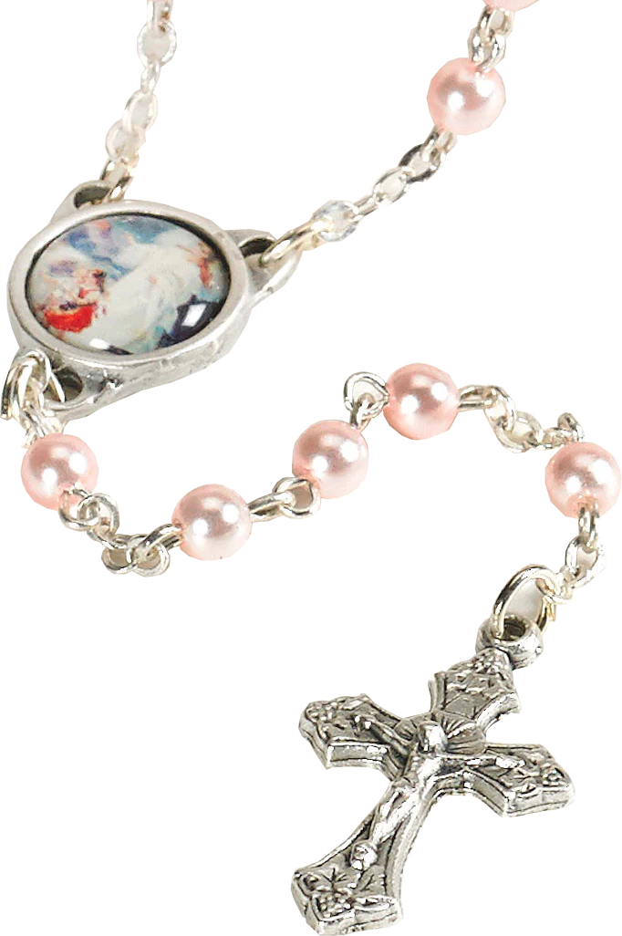 Faux Light Pink Pearl Rosary