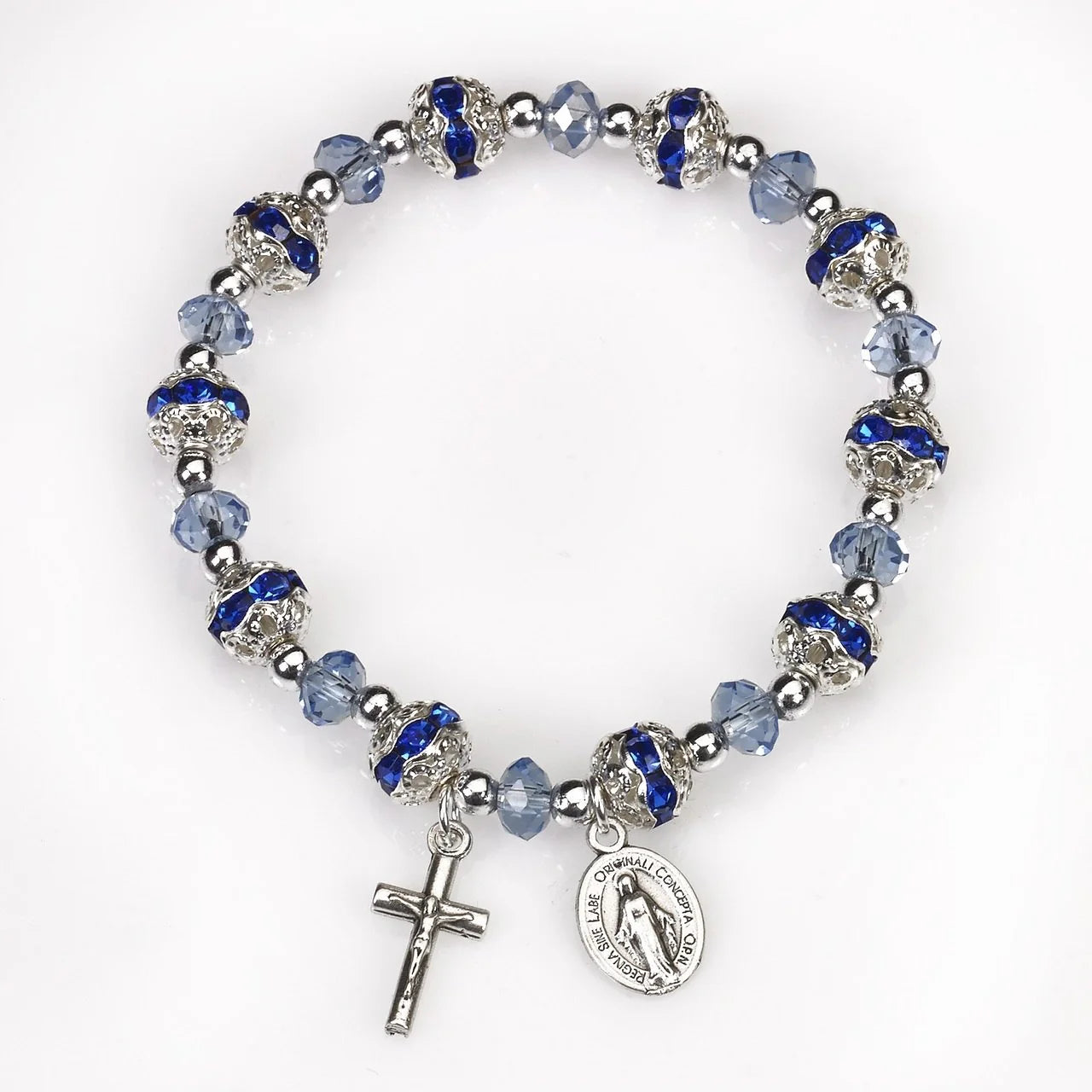 Blue Crystal Stretch Rosary Bracelet