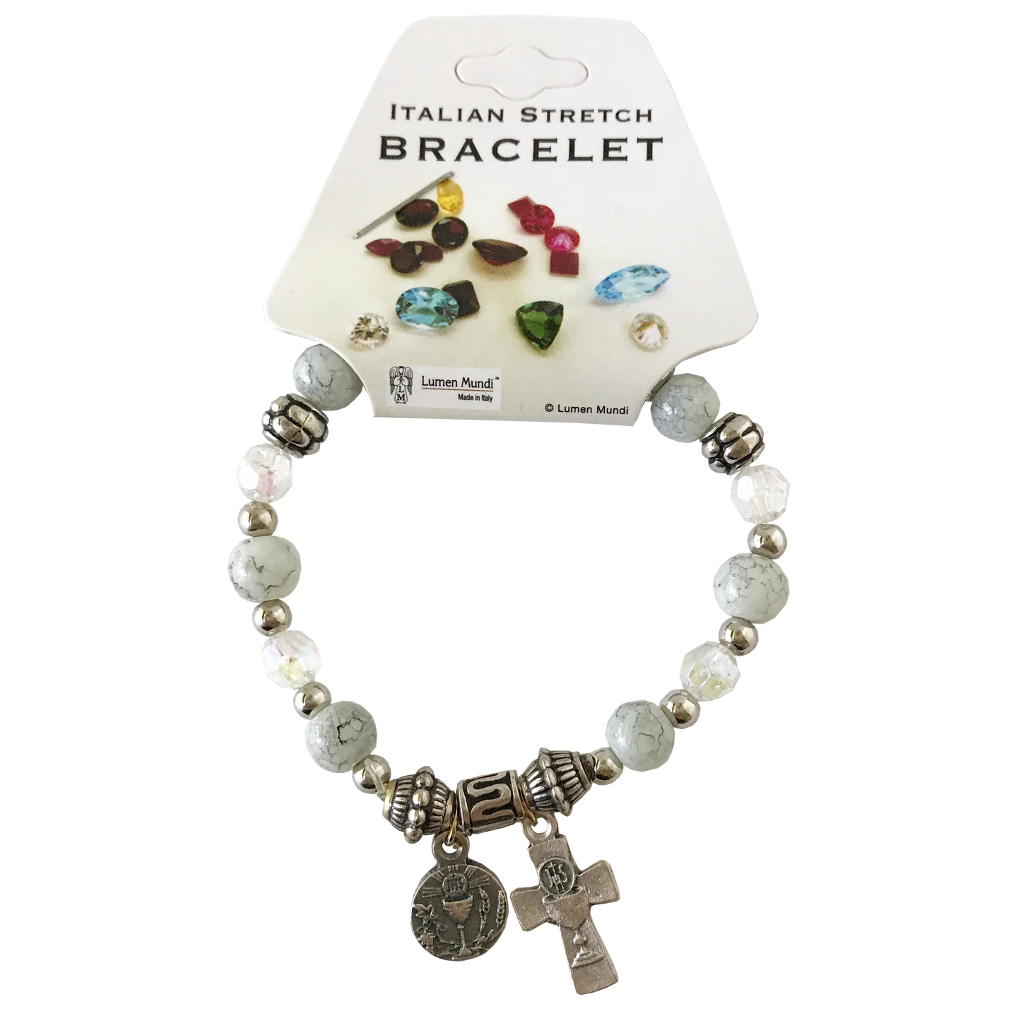 First Communion Italian Stretch Charm Bracelet