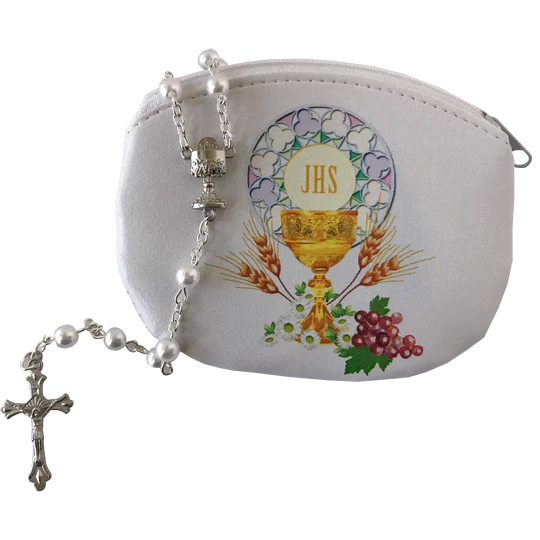 First Communion Rosary & Pouch Set