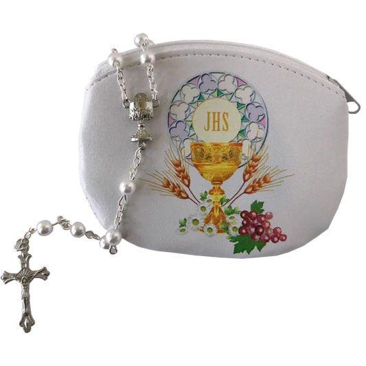 First Communion Rosary & Pouch Set