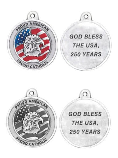 250th Anniversary Proud American, Proud Catholic Silver Tone Medal