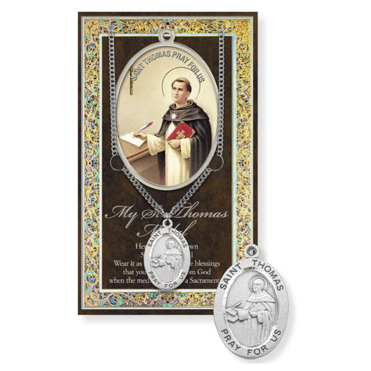 St. Thomas Aquinas Pewter Medal with 24" Chain