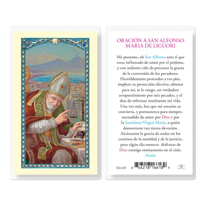 Oracion A San Alfonso Maria De Liguori Holy Card in Spanish