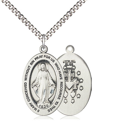 Miraculous Medal, Sterling Silver - 11078