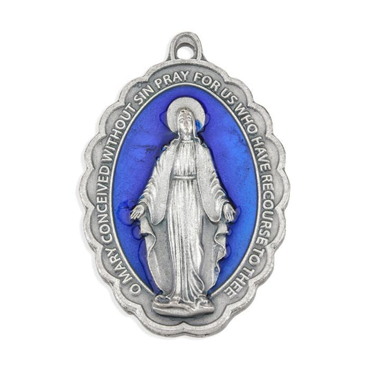 Large Miraculous Medal with Blue accent