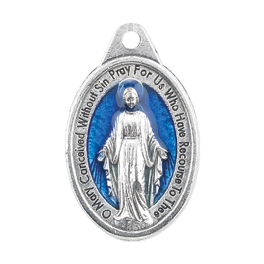 Miraculous Medal with blue enamel