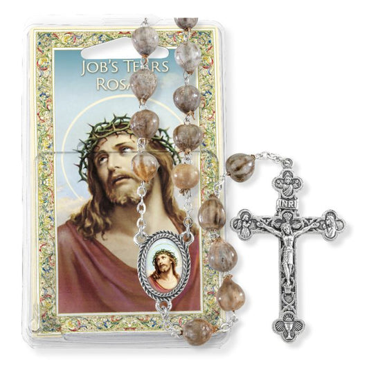 Job's Tears Rosary with Prayer Card