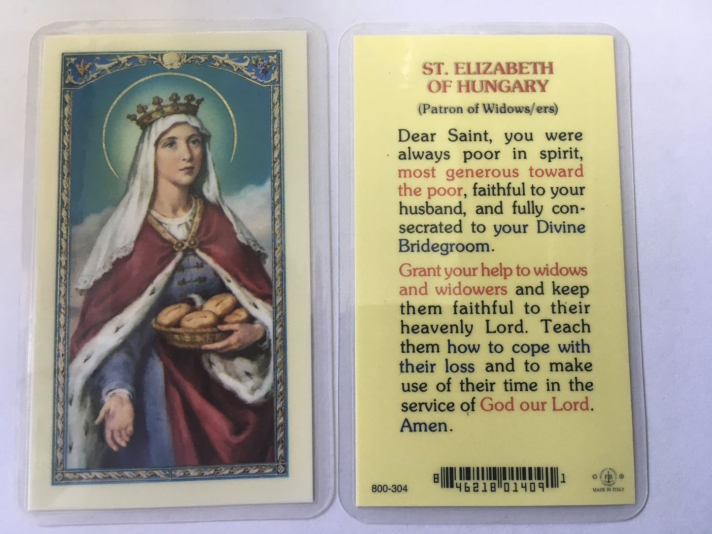 St. Elizabeth of Hungary Holy Card