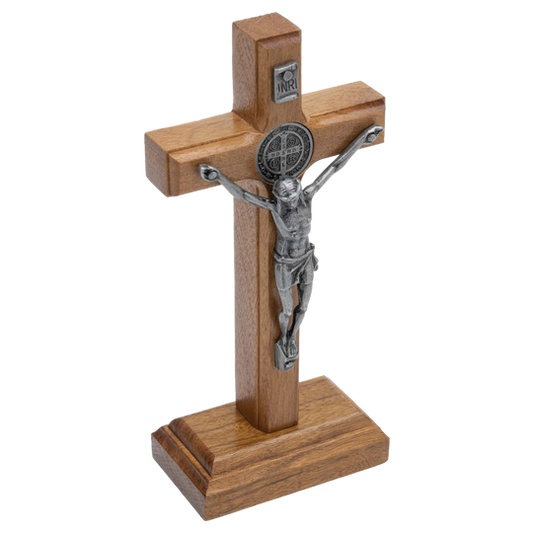 St. Benedict Standing Wood Crucifix (2 Sizes)