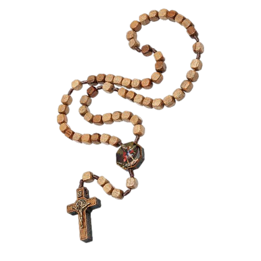 Wood Bead St. Michael Rosary