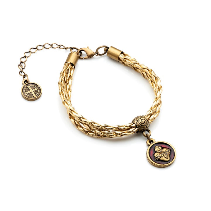 Antique Gold Sacred Heart Braided Bracelet