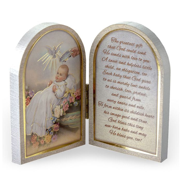 Baptism Standing Natural Wood Diptych