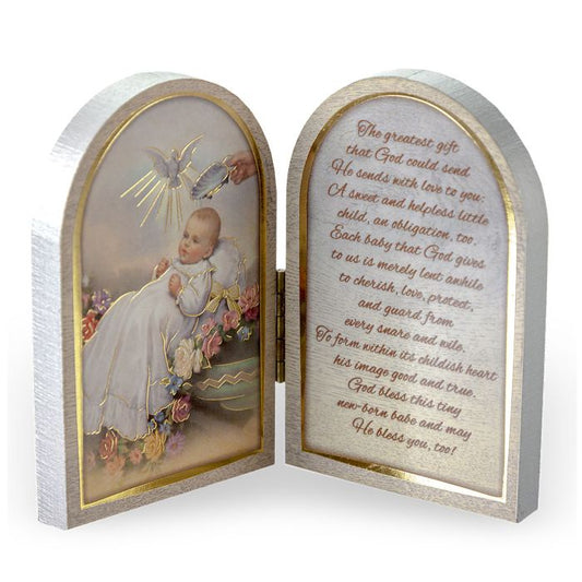 Baptism Standing Natural Wood Diptych