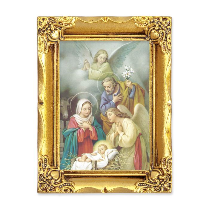 Small Nativity Print with an Antique Gold Frame - 4.5"