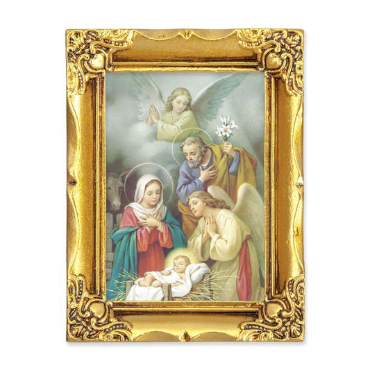 Small Nativity Print with an Antique Gold Frame - 4.5"