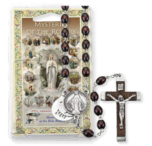 "Mysteries of the Rosary" Rosary - Available in Brown Wood or Blue Beads