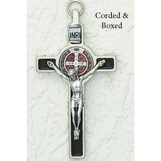 St. Benedict Brown Enameled Crucifix with Enameled St. Benedict Medal