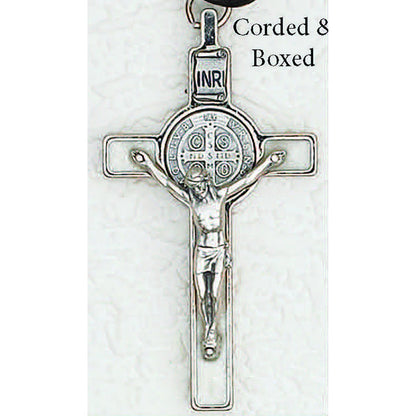 St. Benedict with Color Enamel Inlay, Crucifix - 3" Cross on Cord (Color Variants)
