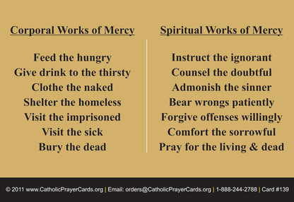 Corporal Works of Mercy and Spiritual Works of Mercy Holy Card
