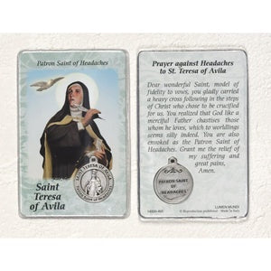 St. Teresa of Avila Healing Saints Holy Card and Medal