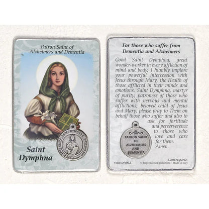 St. Dymphna Patron Saint of Stress, Anxiety, Mental Health Holy Card and Medal