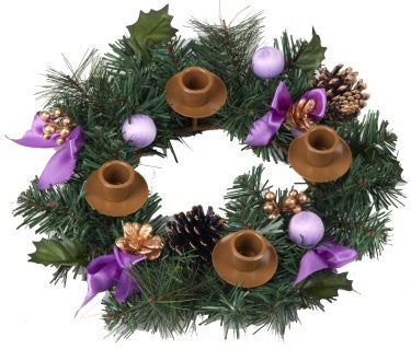 Purple Ribbon Advent Wreath - 11"