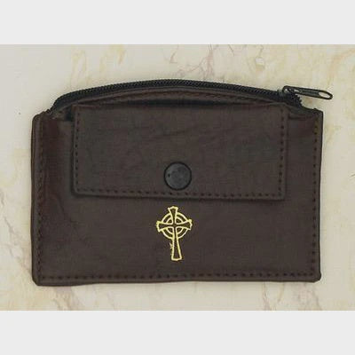 Leather Rosary Case with Zipper and Snap Pocket (Medium-Large Rosaries)