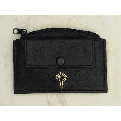 Leather Rosary Case with Zipper and Snap Pocket (Medium-Large Rosaries)