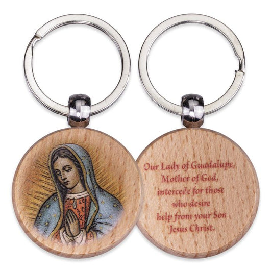 Wood Our Lady of Guadalupe Keychain