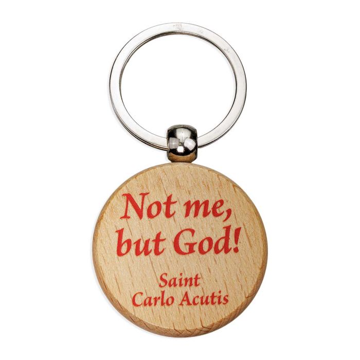 Wood St. Carlo Acutis Keychain